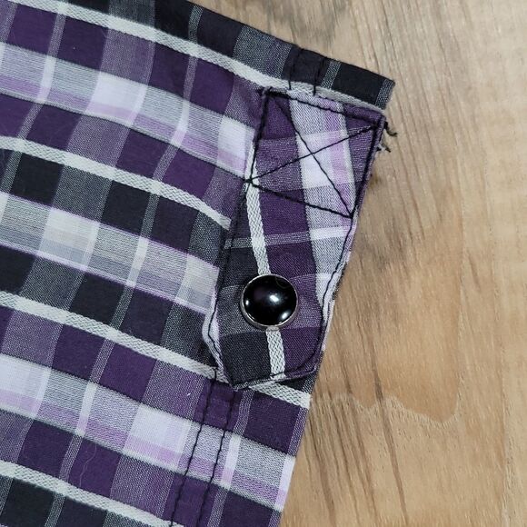 🧡Sovereign Code Purple Plaid Buttoned Short Sleeve Shirt Small - Picture 5 of 11